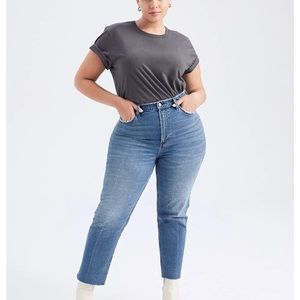 Curve Love Ultra High Rise Ankle Straight Jeans 24 LONG length